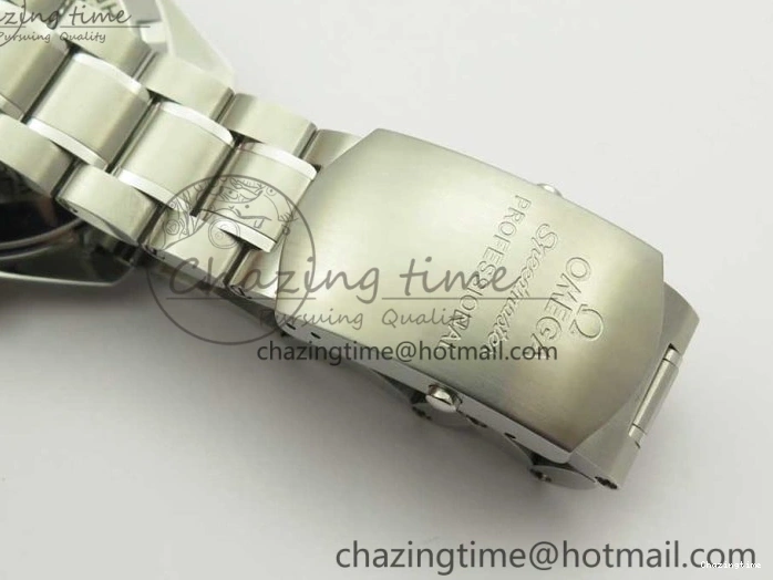 0318 WaterResistant Speedmaster SS Sapphire Crystal Panda White Black Dial on SS Bracelet Manual Winding Chrono Movement 7956